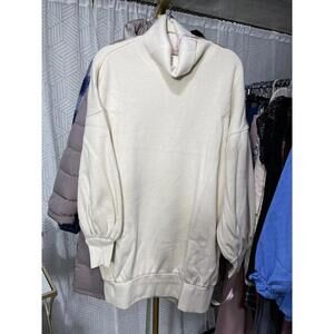 Choosy Cream Turtleneck Oversized Balloon Sleeve Boyfriend Sweater Size Large